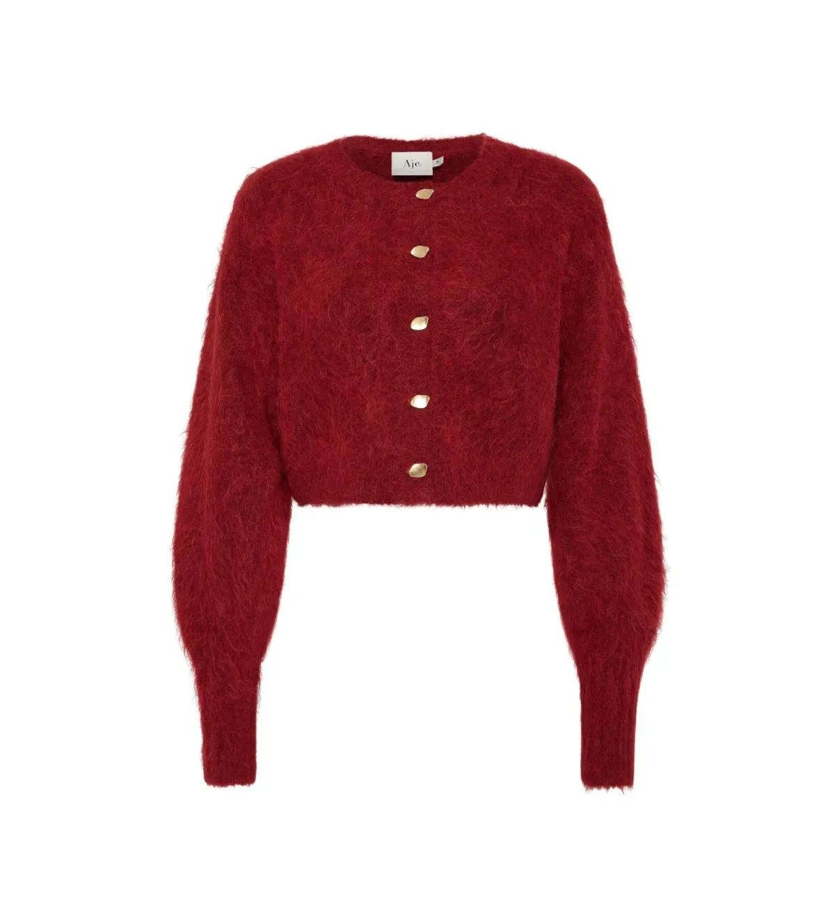 Aje Celine Fluffy Cardigan Lychee Red Size 12/L - Image 4