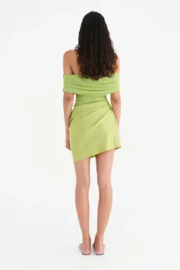 Nico Off Shoulder Apple Mini Dress Size M / Size AU 10 for rent on The Volte - image 3