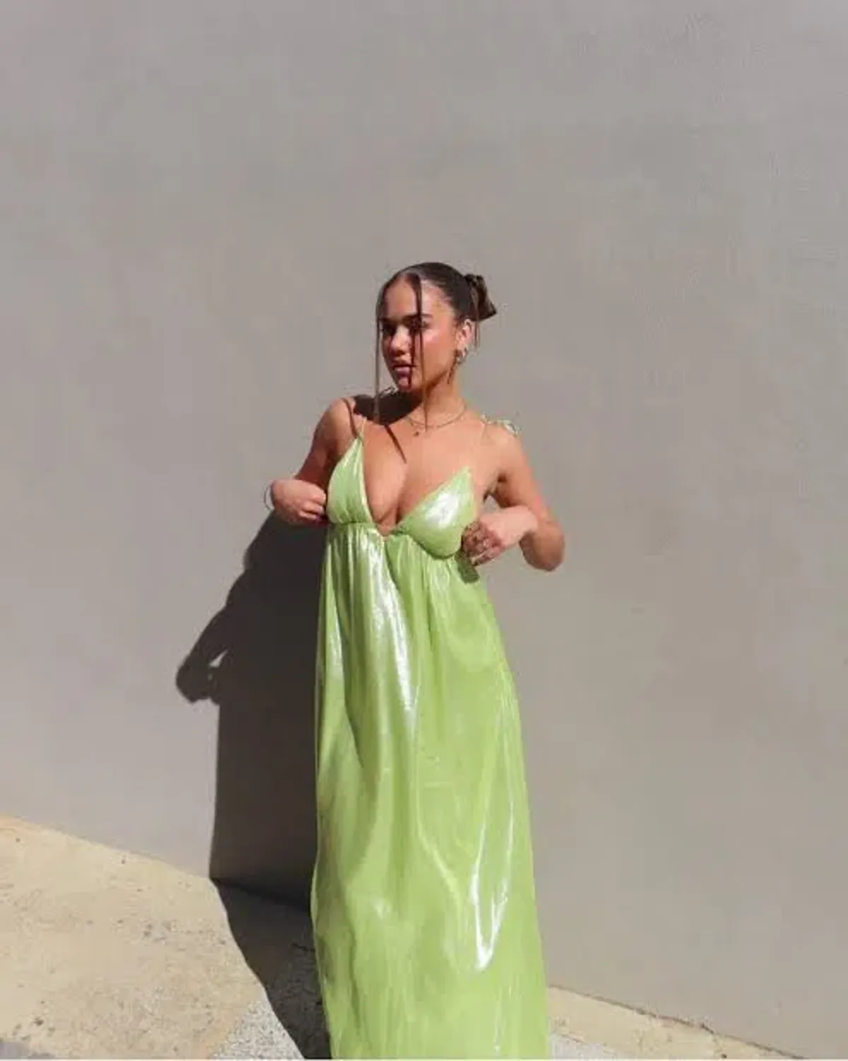 Manning Cartell Neon Heart Maxi Dress Lime Green Size 10 - Image 4