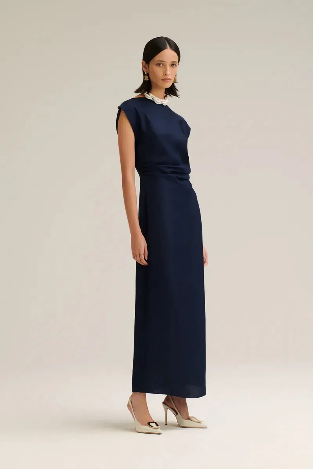 Scanlan Theodore Silk Jacquard Dress in Navy Size 8 - Image 4