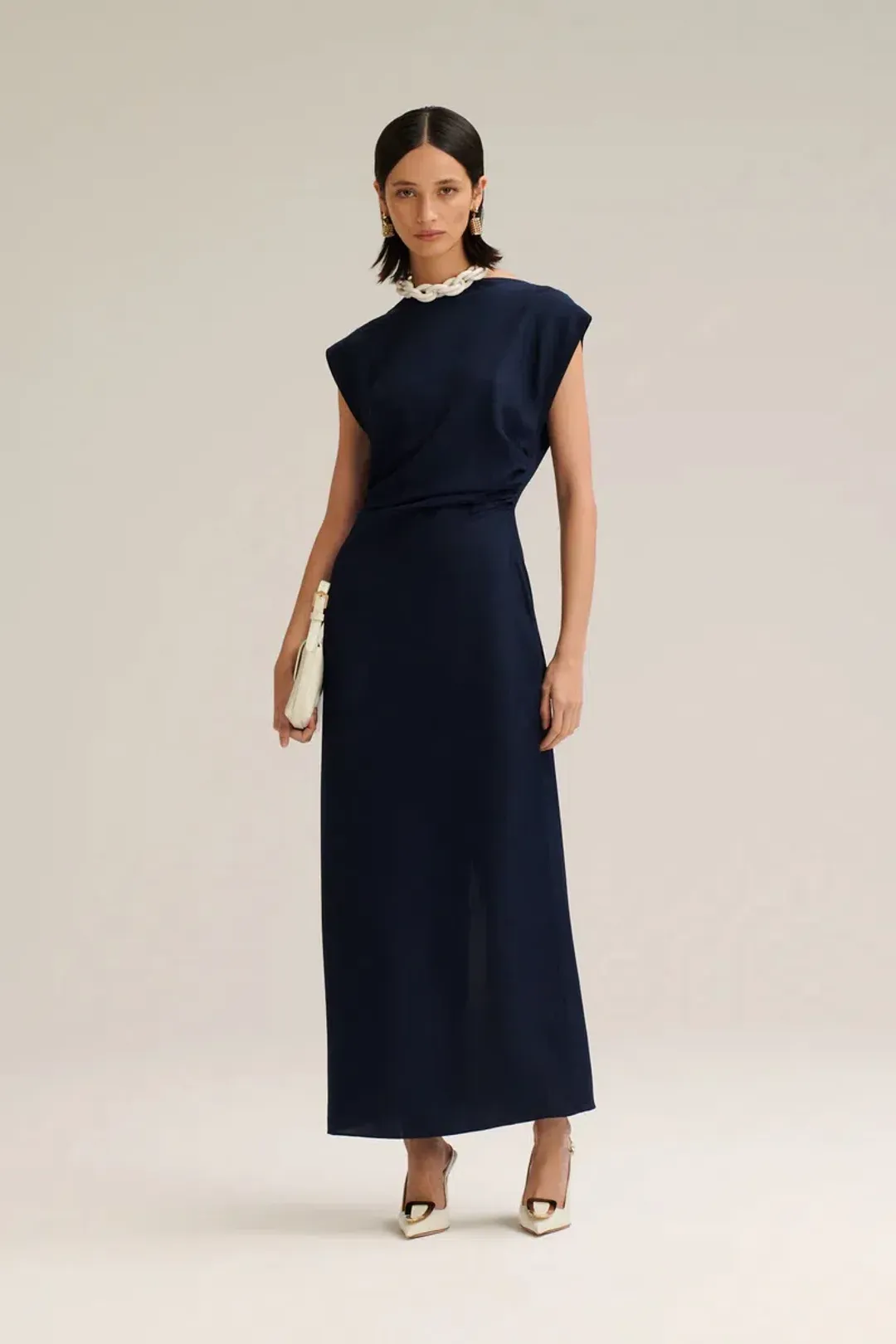 Scanlan Theodore Silk Jacquard Dress in Navy Size 8 for rent on The Volte - main image