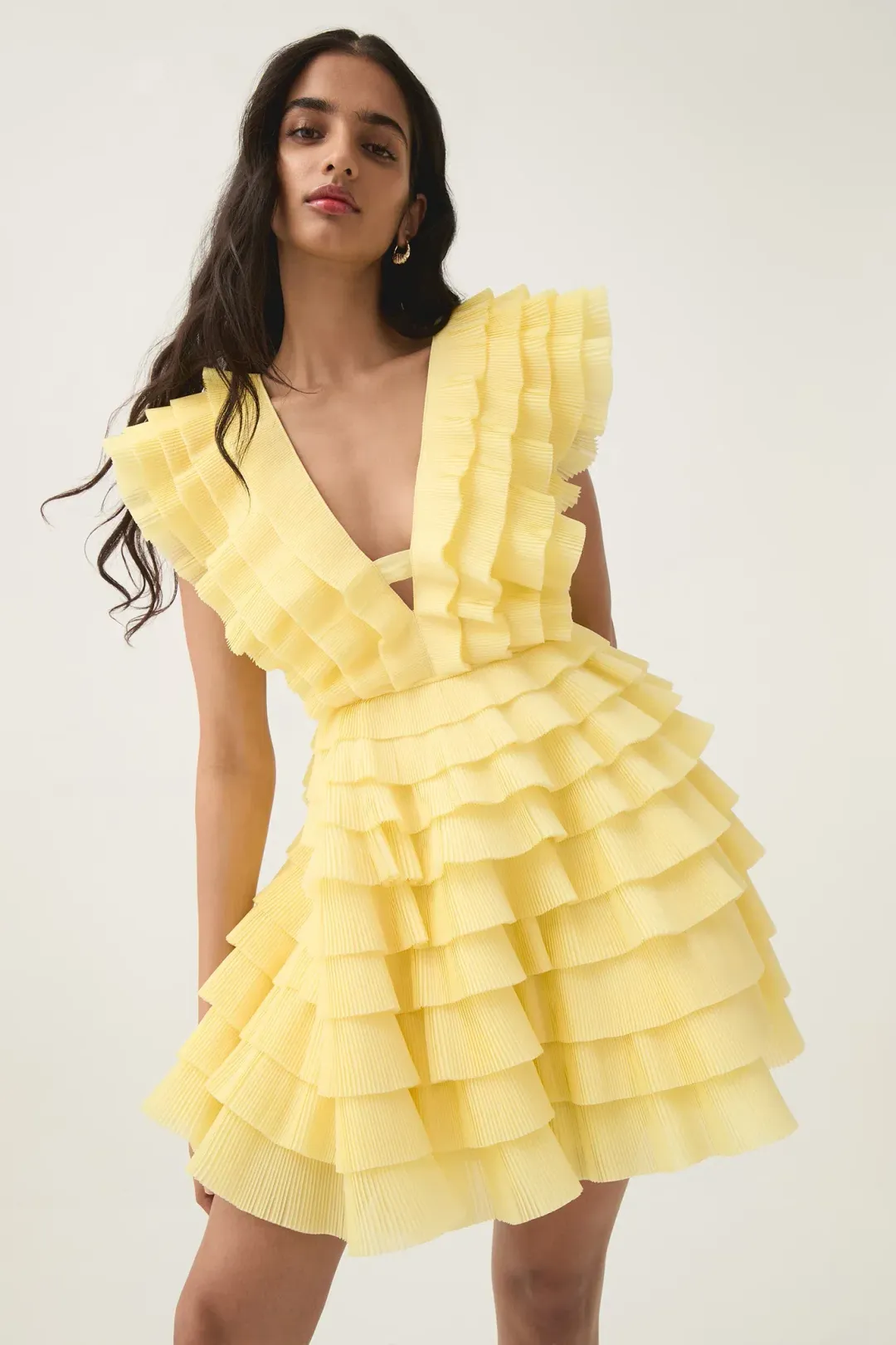 Aje Reflection Mini Dress Yellow Size 16 for rent on The Volte - main image