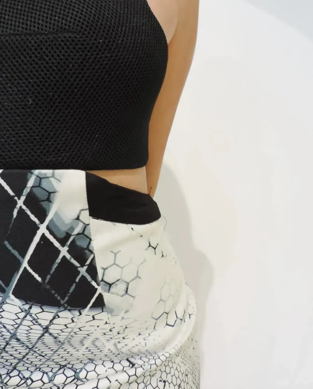 Asilio B&W Contemporary Midi Dress Black Size 10 for rent on The Volte - main image