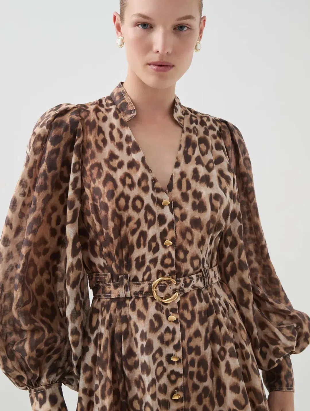 Aje Isabella Shirtdress Midi Leopard Print Size 12 for rent on The Volte - main image