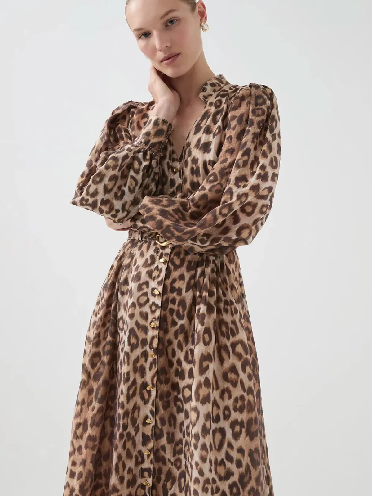 Aje Isabella Shirtdress Midi Leopard Print Size 12 - Image 3