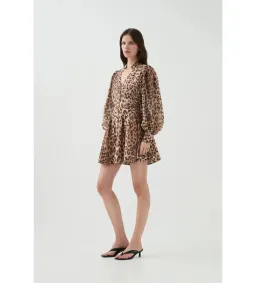 Aje Colette Mini Dress Leopard Size 10 for rent on The Volte - image 3