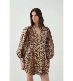 Aje Colette Mini Dress Leopard Size 10 for rent on The Volte - image 2