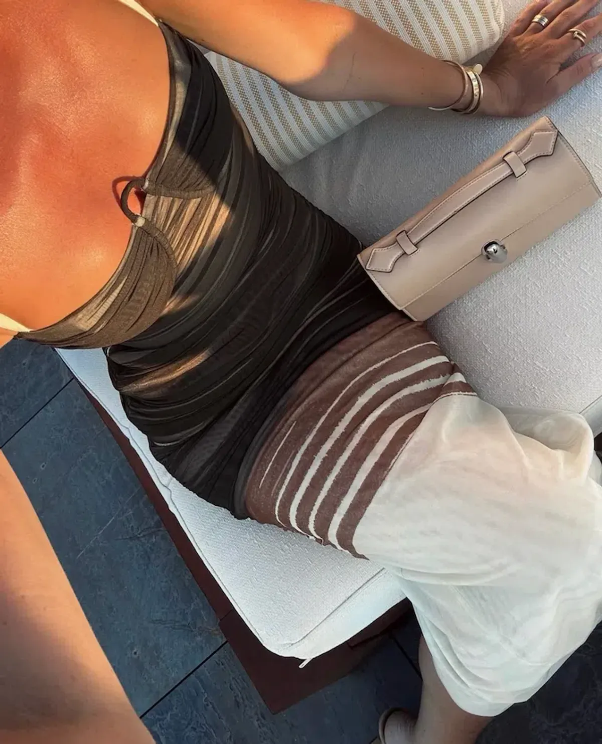 SIR The Label Breeze Striped Ruched Mesh Midi Dress Multi Size 1 / AU 8 - Image 7