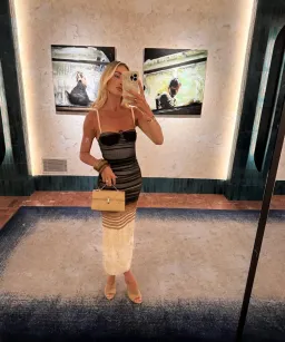 SIR The Label Breeze Striped Ruched Mesh Midi Dress Multi Size 1 / AU 8 for rent on The Volte - image 6