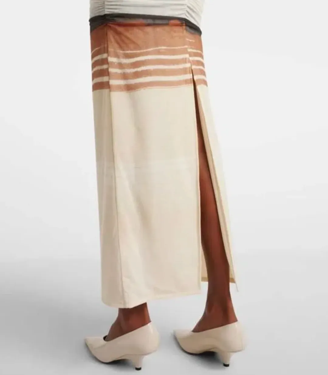 SIR The Label Breeze Striped Ruched Mesh Midi Dress Multi Size 1 / AU 8 for rent on The Volte - main image