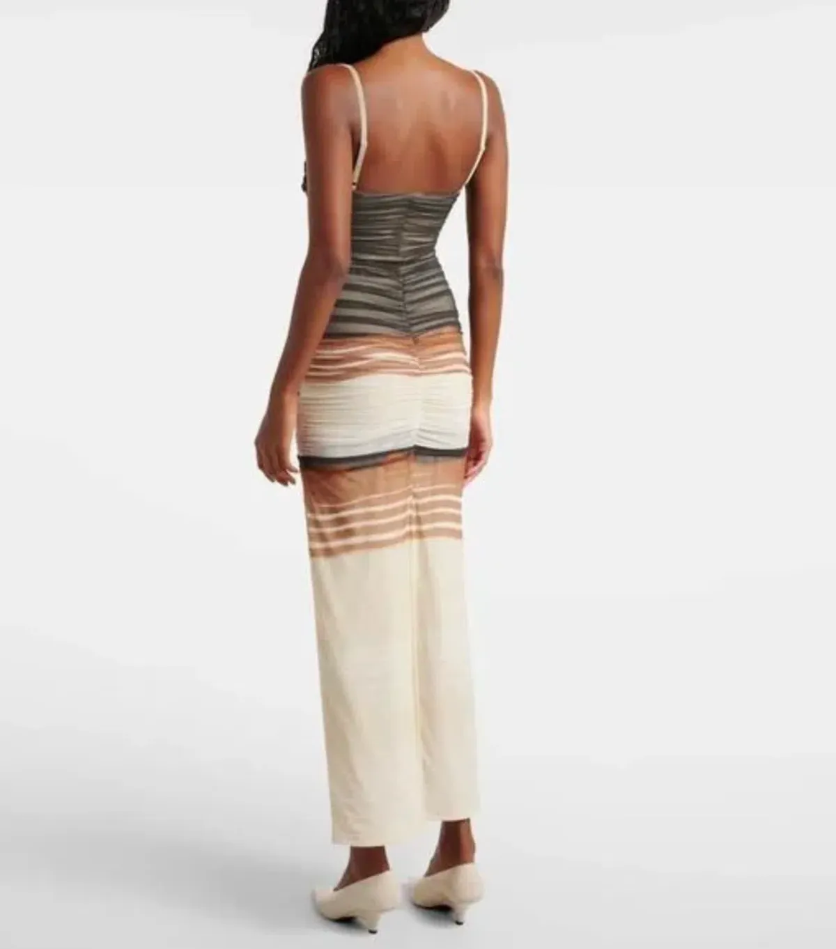 SIR The Label Breeze Striped Ruched Mesh Midi Dress Multi Size 1 / AU 8 - Image 2