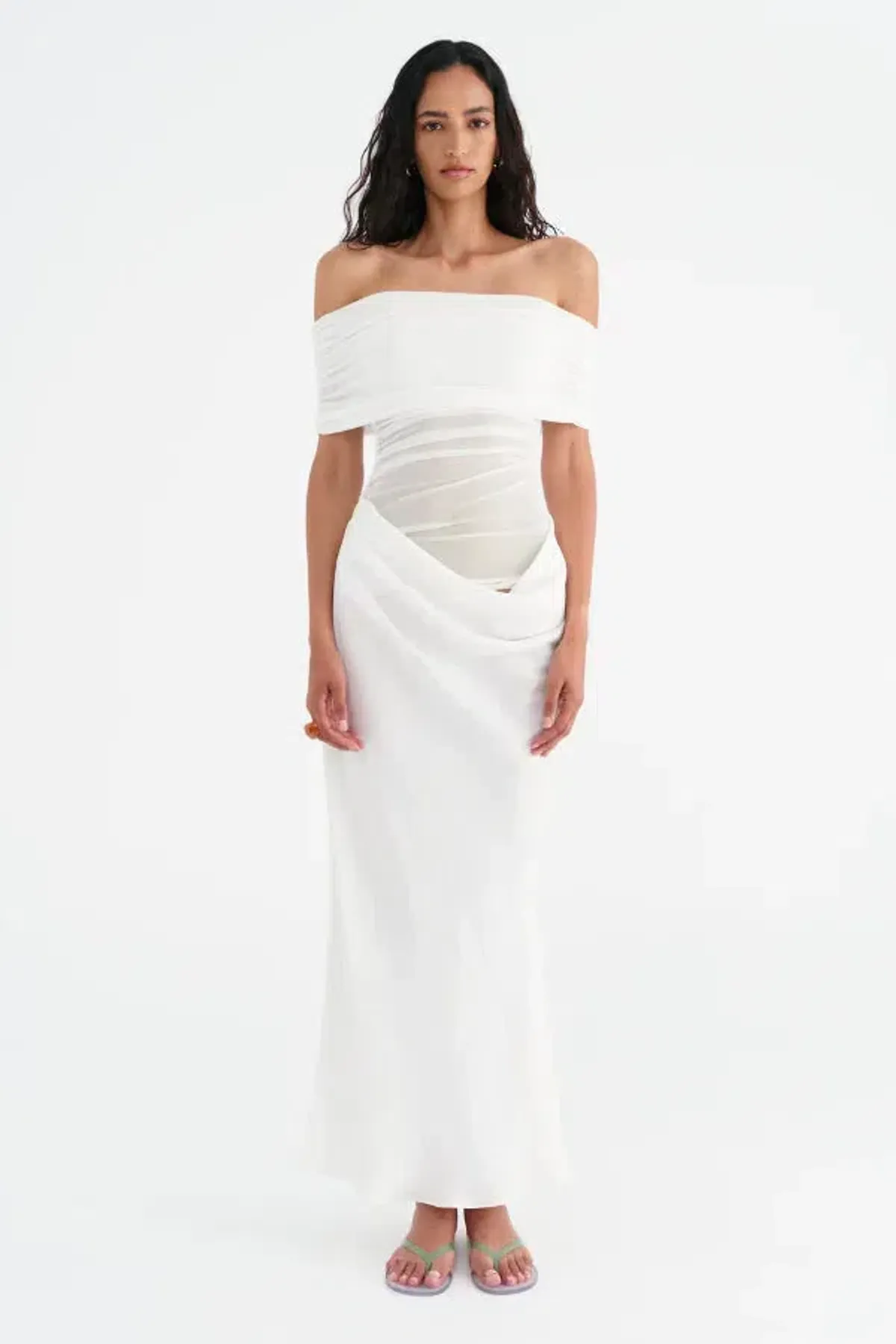 Benni Nico Off Shoulder Maxi Dress White Size 6 - Image 1