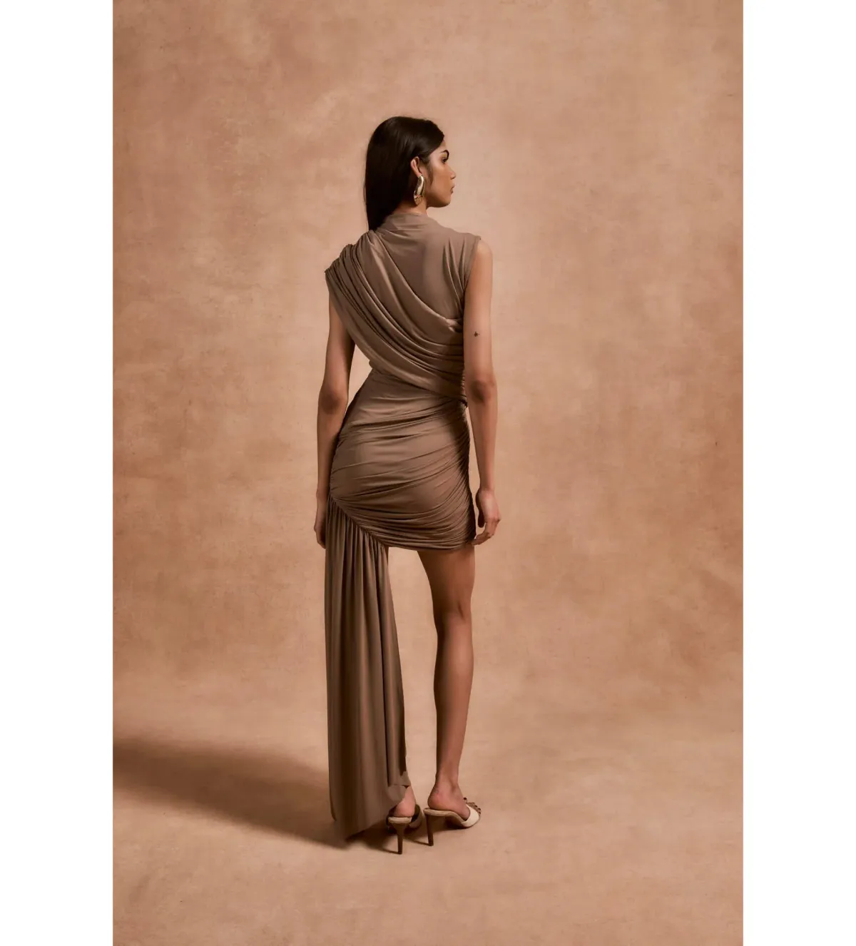 De La Vali Ravenna Mini Dress Taupe Size 12 - Image 6