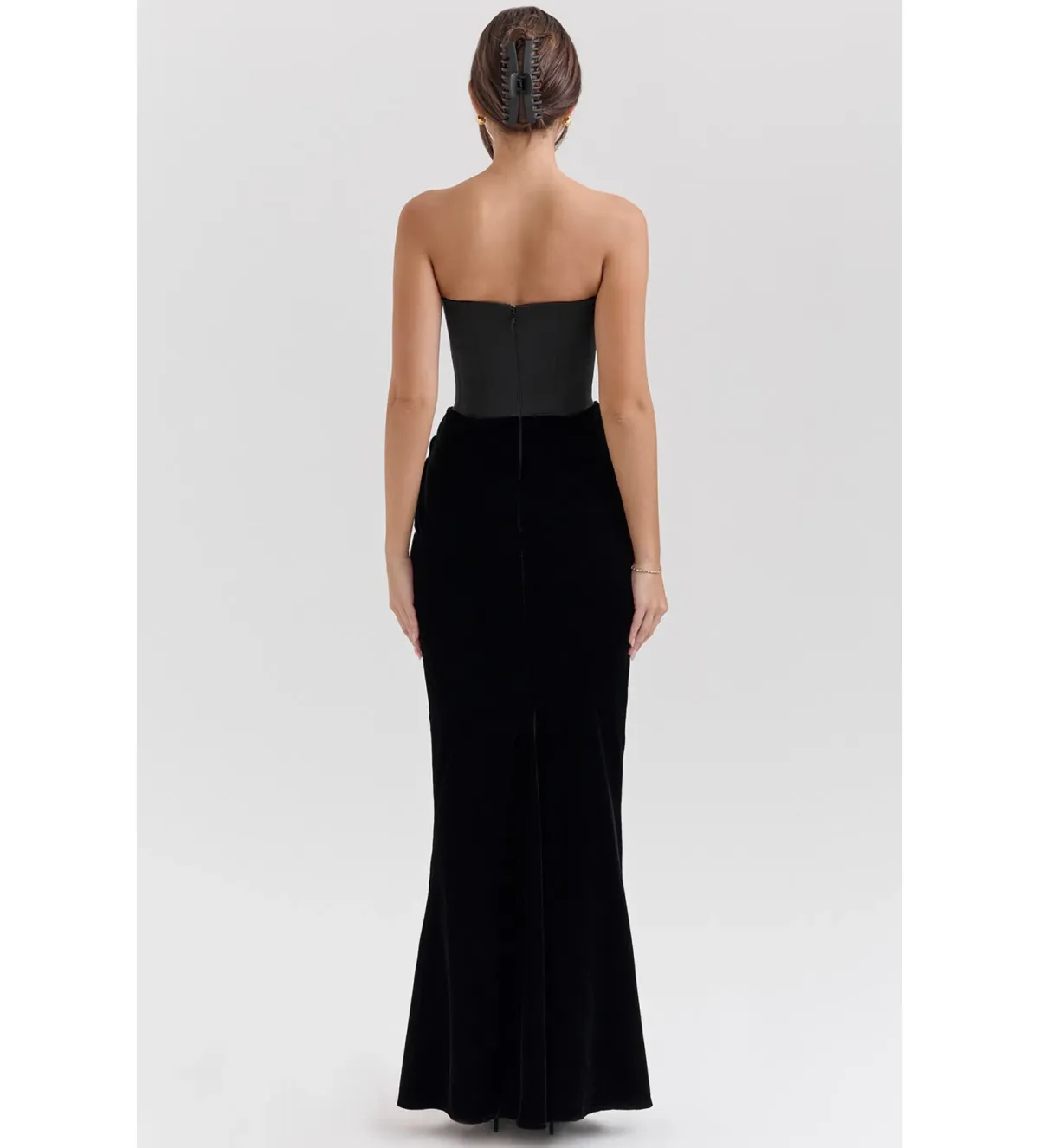 House of CB Persephone Strapless Corset Maxi Dress Black Velvet Size S/Au 8 - Image 2