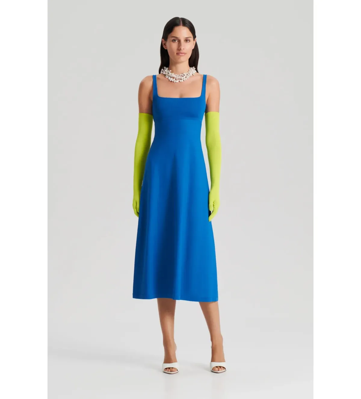 Scanlan Theodore Crepe Knit Square Neck Dress Azure size 10 - Image 1