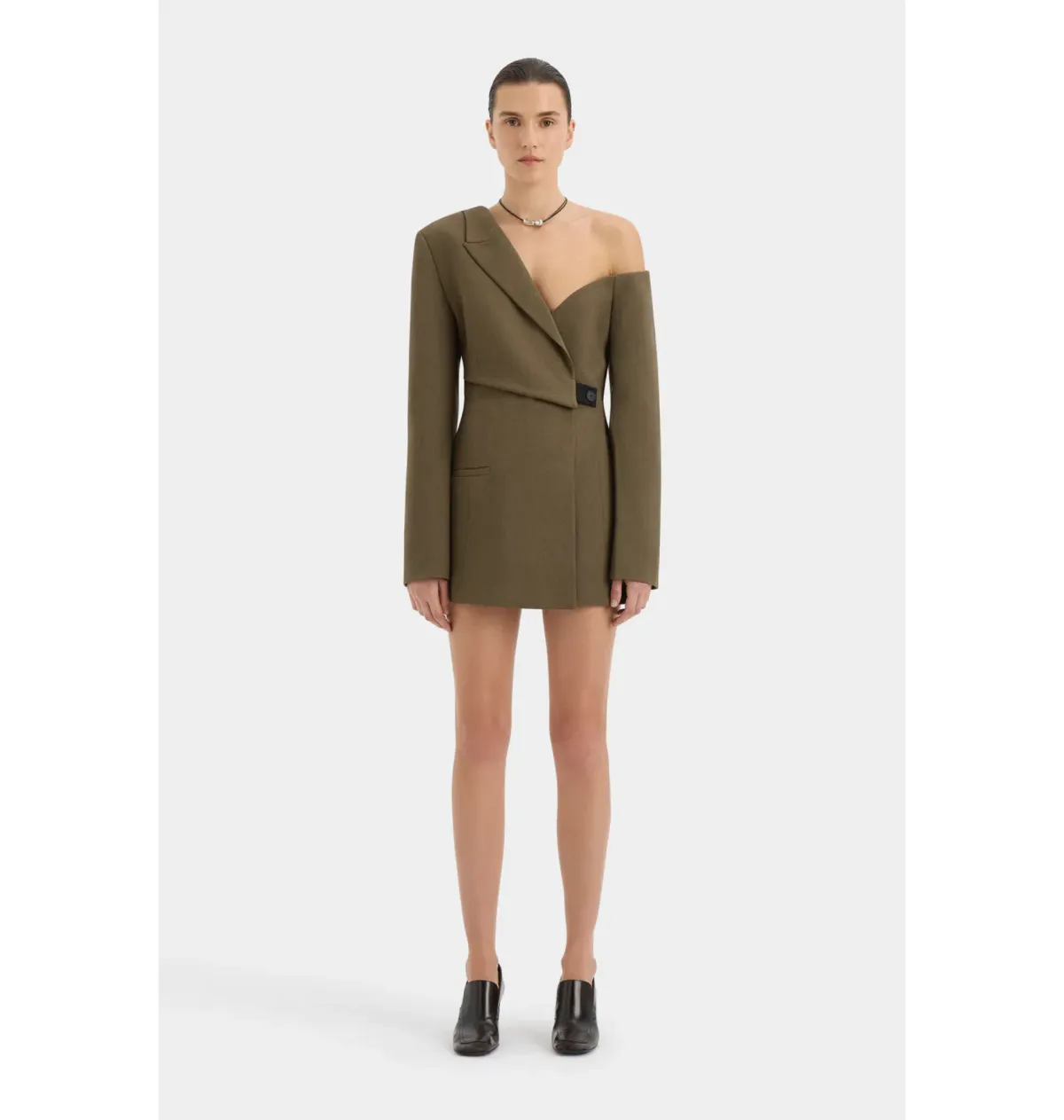 Sir the Label Sartoria Mini Dress in Chocolate Marle Size 0 AU 6 - Image 3
