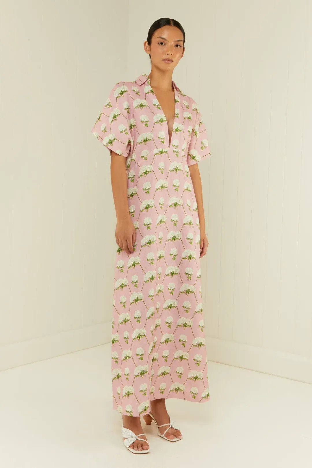 Palm Noosa Jasmine Midi Dress Diamond Hydrangea Size 12 for rent on The Volte - main image