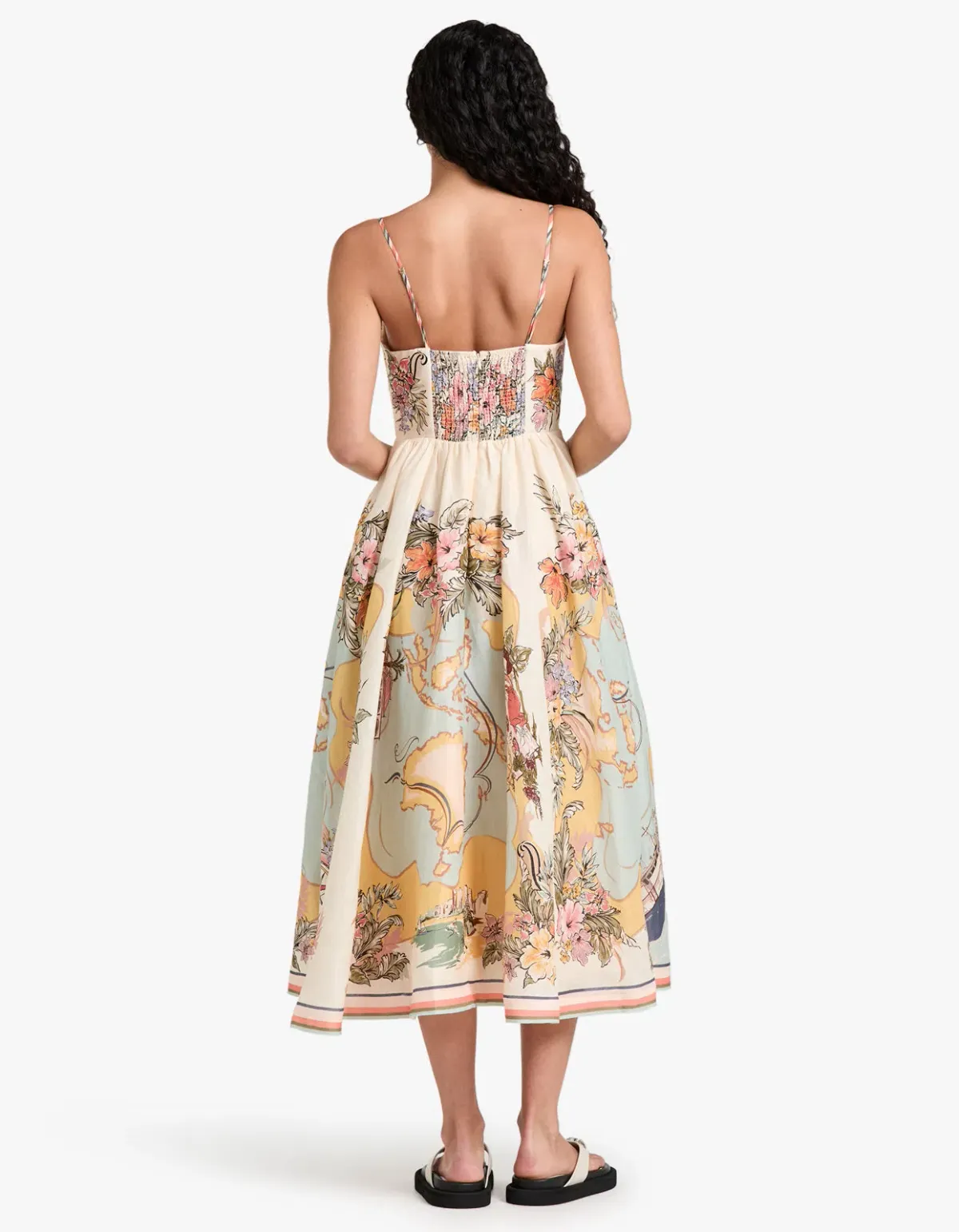 Zimmermann Tallow Tucked Bodice Midi Dress Nautical Map Size 3 / AU Size 14 - Image 3