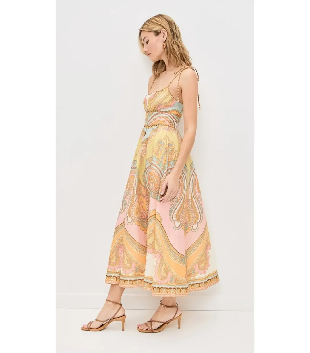 Zimmermann Maxine Picnic Midi Dress Gold Paisley Size 2 / AU 12 for rent on The Volte - main image