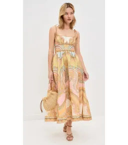 Zimmermann Maxine Picnic Midi Dress Gold Paisley Size 2 / AU 12 for rent on The Volte - image 1