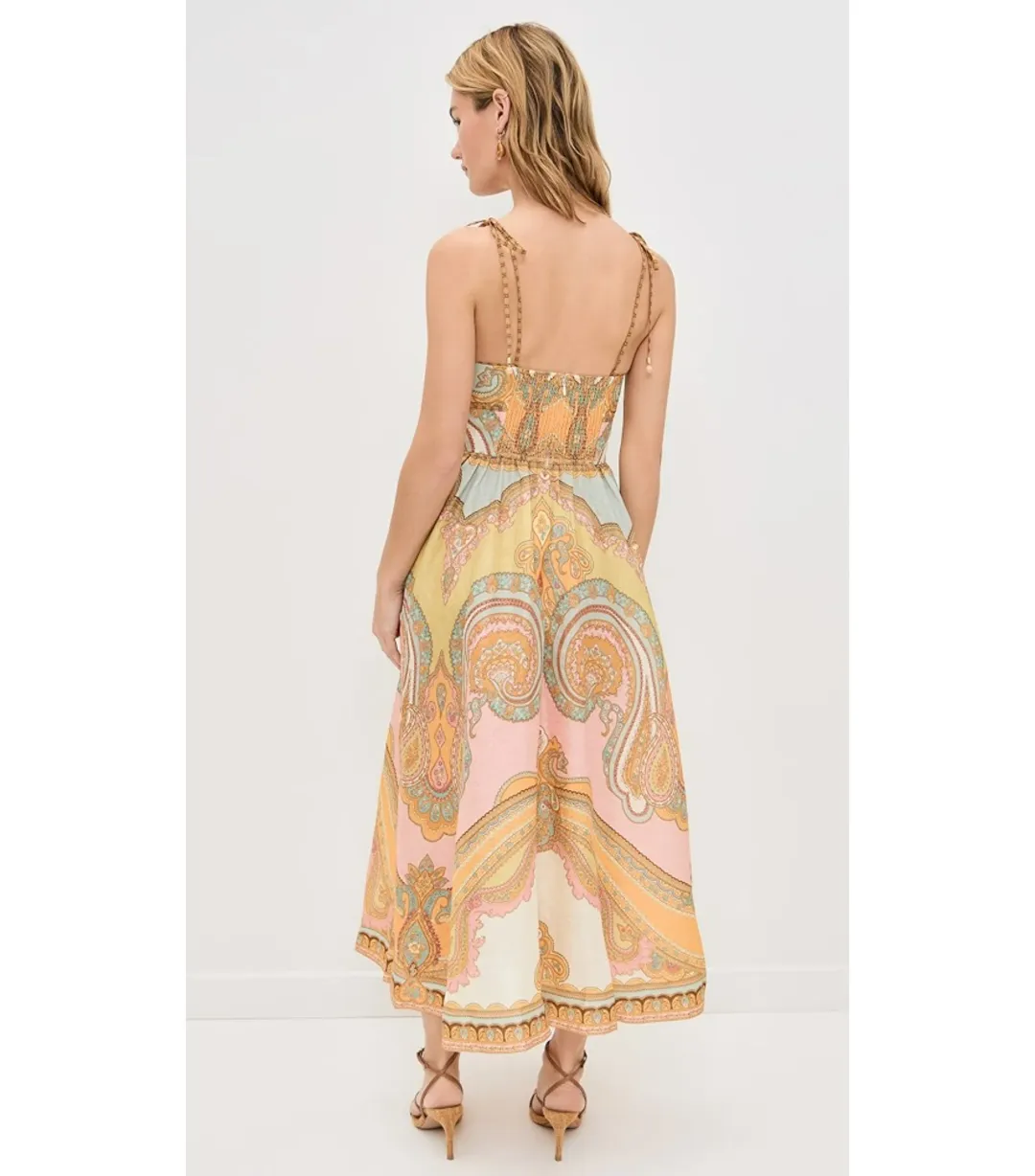 Zimmermann Maxine Picnic Midi Dress Gold Paisley Size 2 / AU 12 for rent on The Volte - main image
