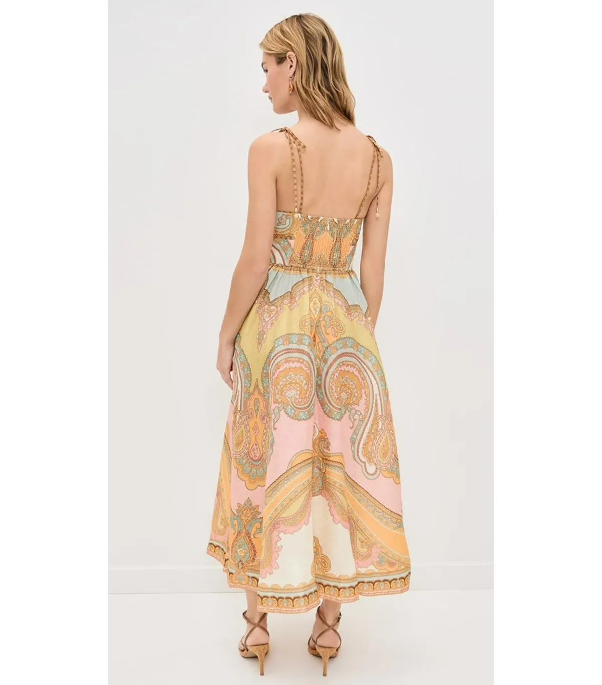 Zimmermann Maxine Picnic Midi Dress Gold Paisley Size 2 / AU 12 - Image 3