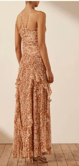 Shona Joy Hala Ruched Frill Maxi Dress Size 12 for rent on The Volte - image 3