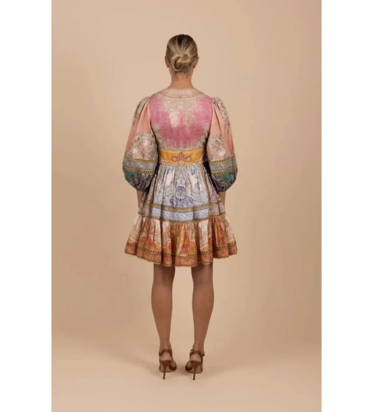 Zimmermann Anneke Lantern Mini Dress in Print Size 2 / AU 12 - Image 3