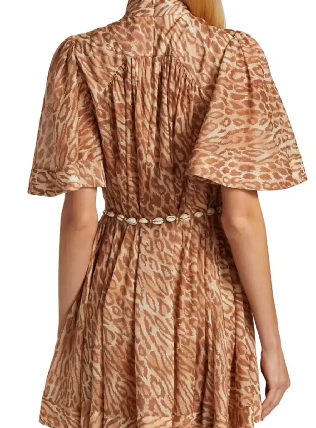 Zimmermann Tropicana Flutter Sleeve Mini Dress Brown Leopard Print Size 0 / AU 8 - Image 3