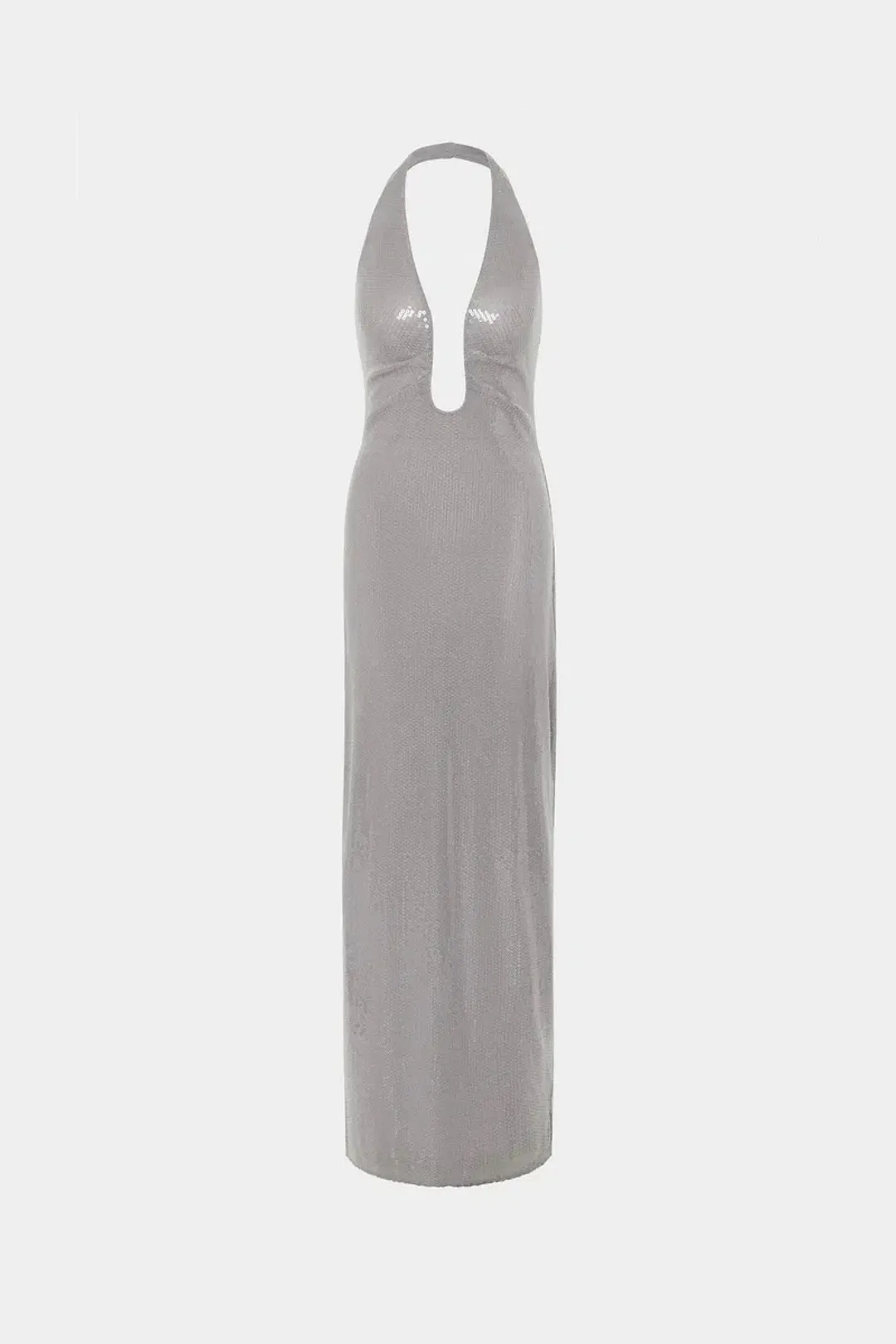 Misha The Alusia Maxi Dress Silver Sequin Size 8 for rent on The Volte - main image