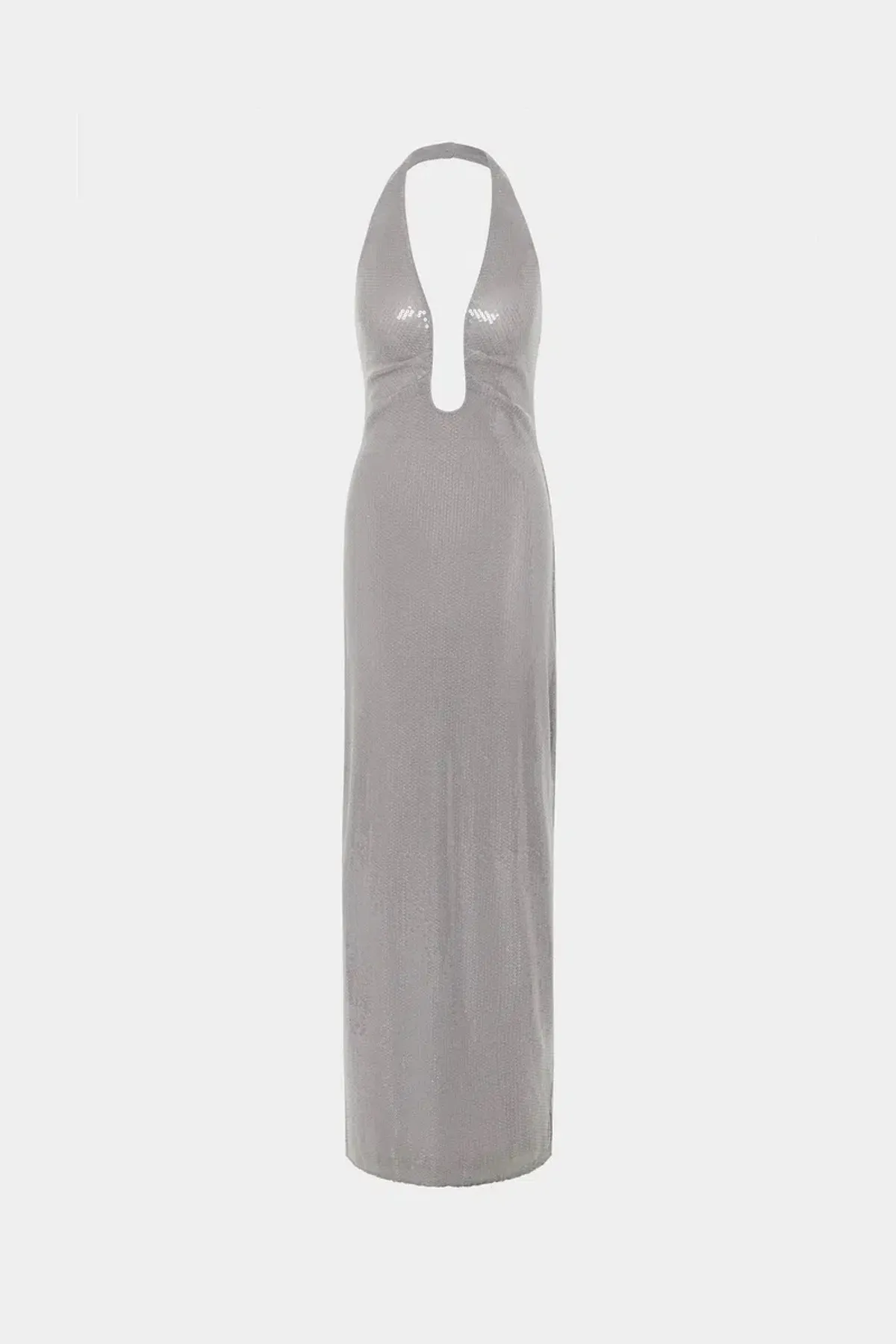 Misha The Alusia Maxi Dress Silver Sequin Size 8 - Image 4