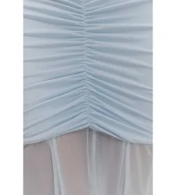 Meshki Caspian Slinky Mesh Off Shoulder Dress Pale Blue Size AU 8 for rent on The Volte - image 4