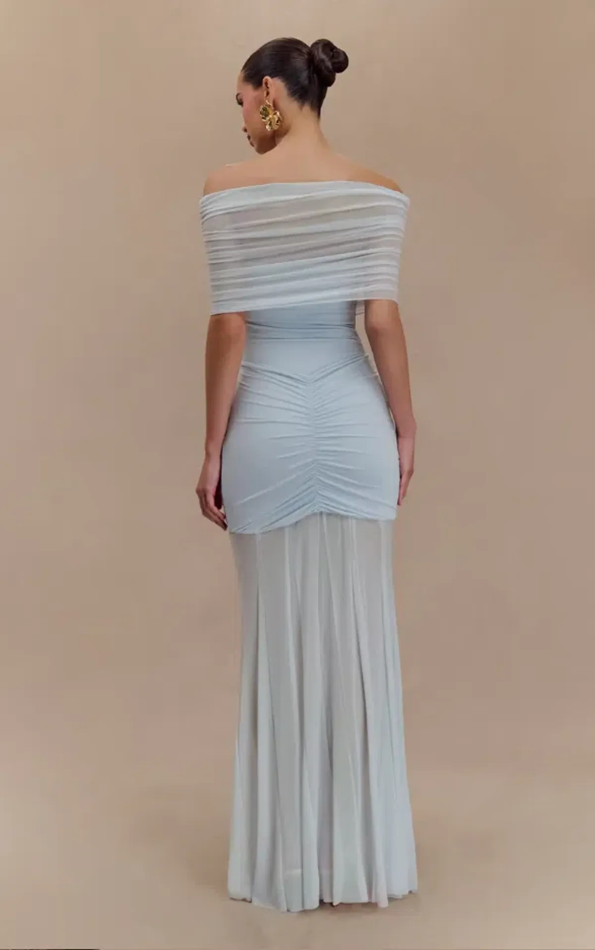 Meshki Caspian Slinky Mesh Off Shoulder Dress Blue Size 10 - Image 6