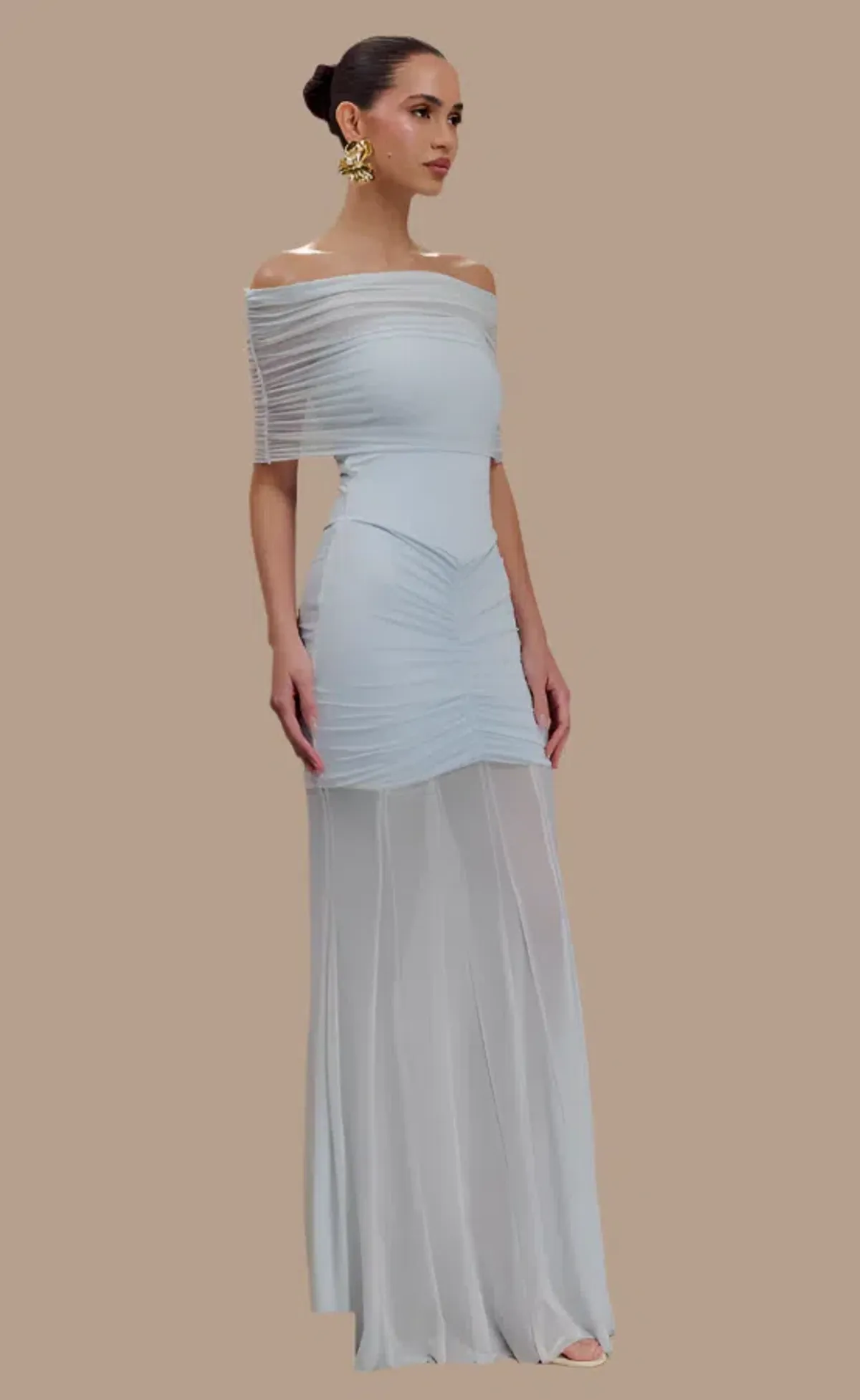 Meshki Caspian Slinky Mesh Off Shoulder Dress Blue Size 10 - Image 2