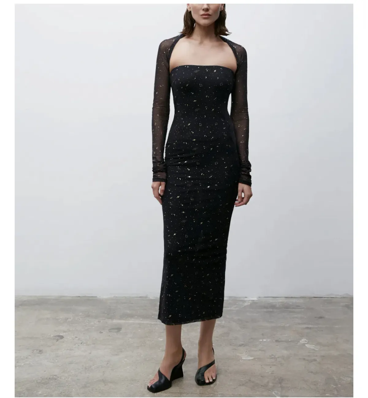 Paris Georgia Galaxy Maxi Dress Shrug Black Size AU 8 - Image 5