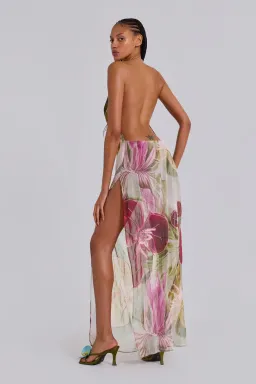 Jaded London Dahlia Hand Beaded Backless Chiffon Maxi Dress Floral Size 8 for rent on The Volte - image 3