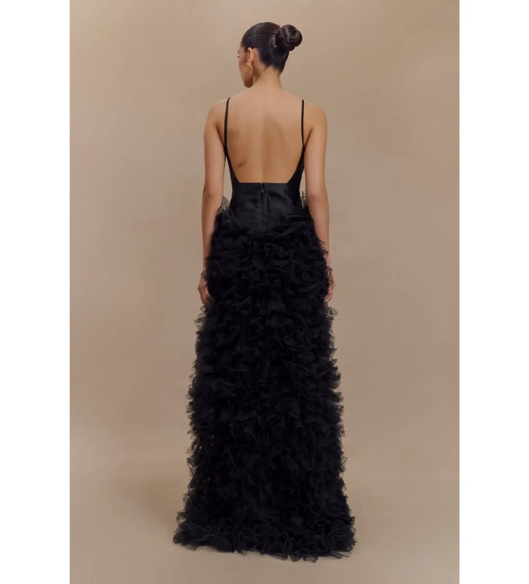Meshki Magnolia Tiered Tulle Ruffle Dress Black Size M/Au 10 for rent on The Volte - main image