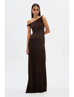 MISHA Sisal Mesh Maxi Dress Espresso Size 8/S for rent on The Volte - image 11