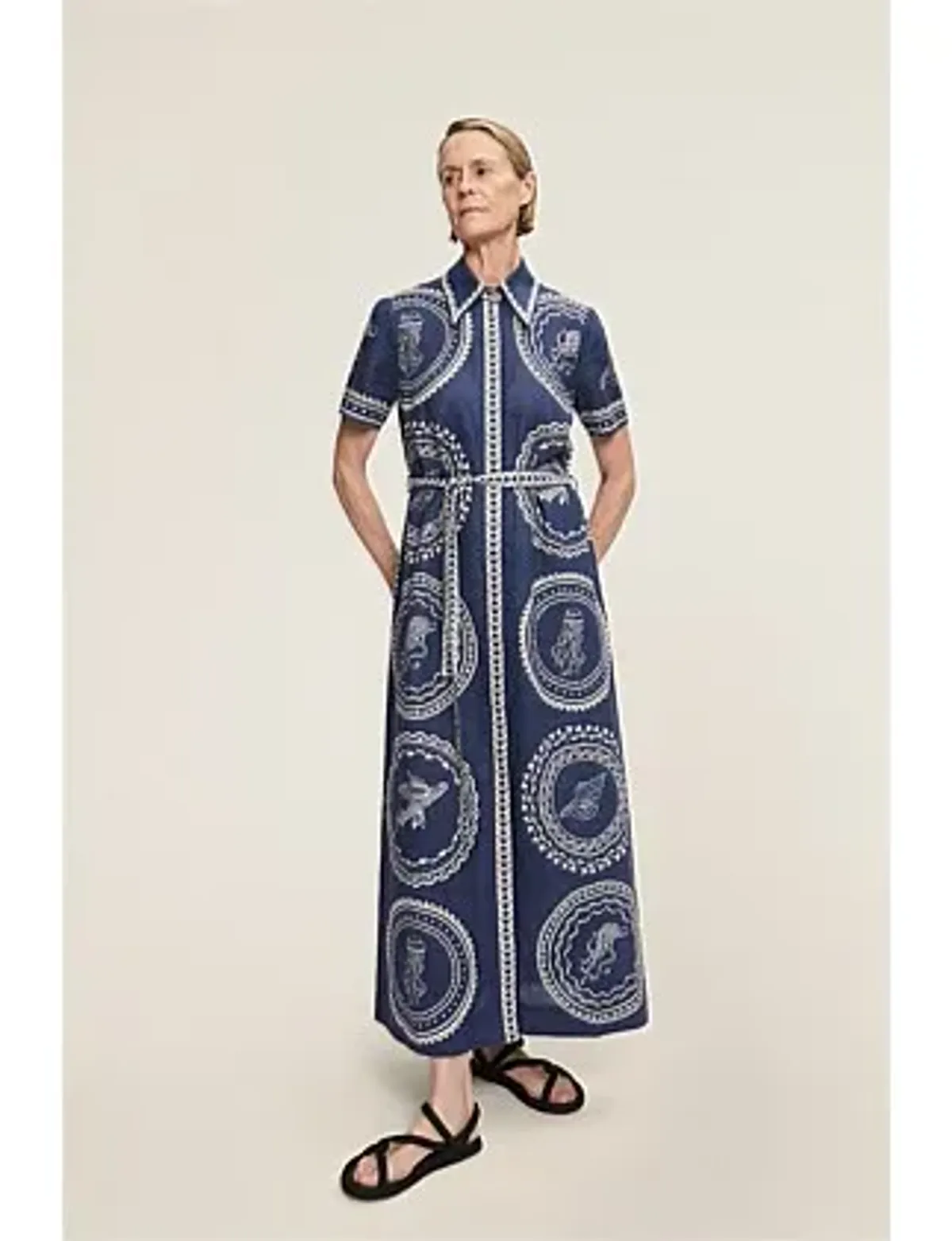 Alemais Ocean Linen Shirtdress in Blue Print Size 6 - Image 1