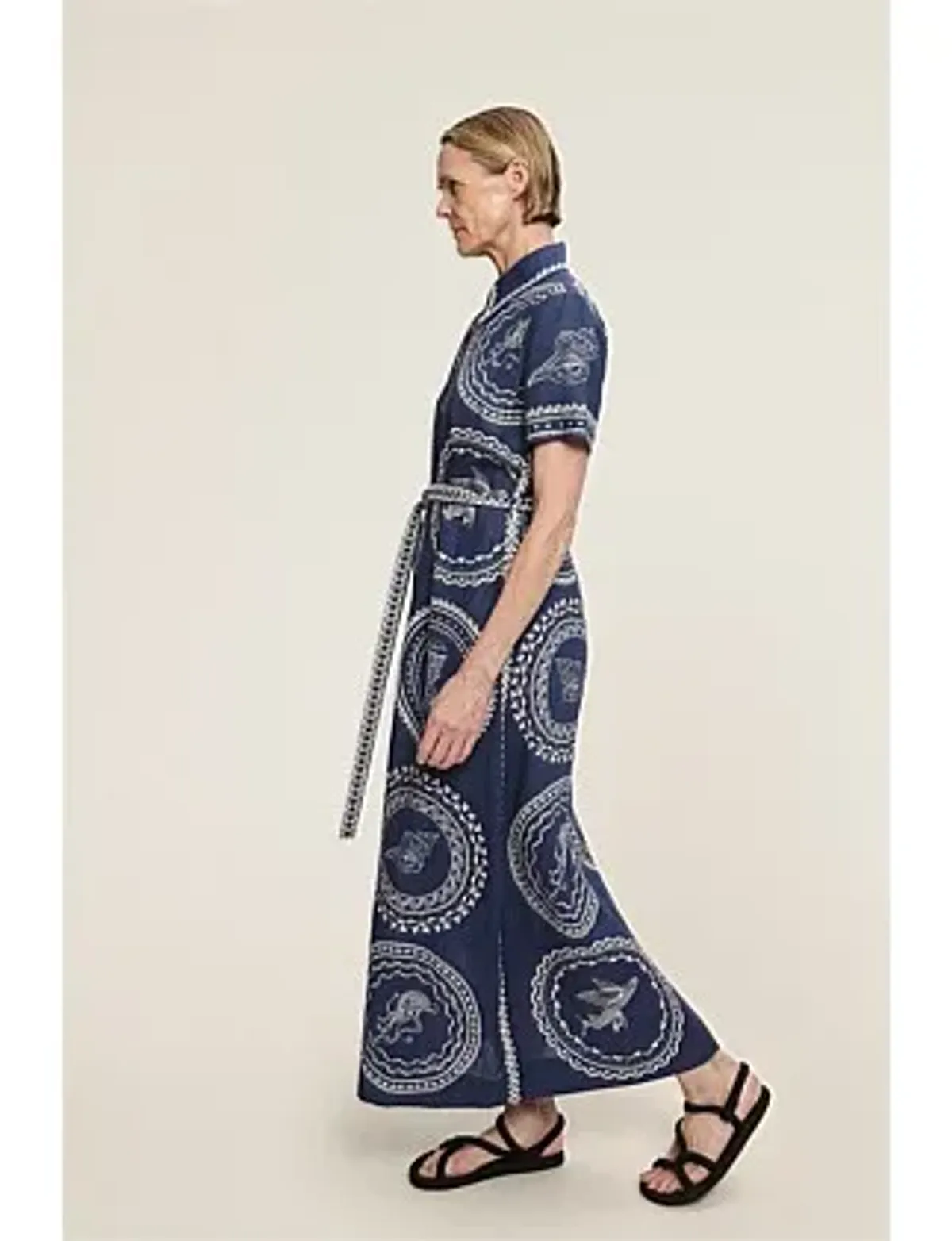 Alemais Ocean Linen Shirtdress in Blue Print Size 6 - Image 2