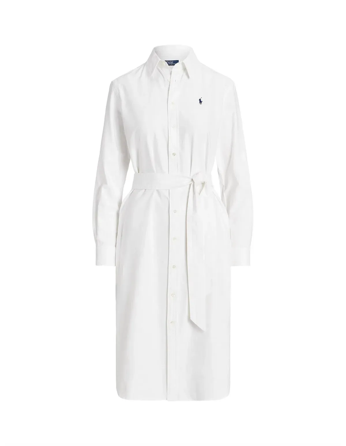 Ralph Lauren Belted Cotton Oxford Shirtdress Midi White Size AU 14 - Image 4