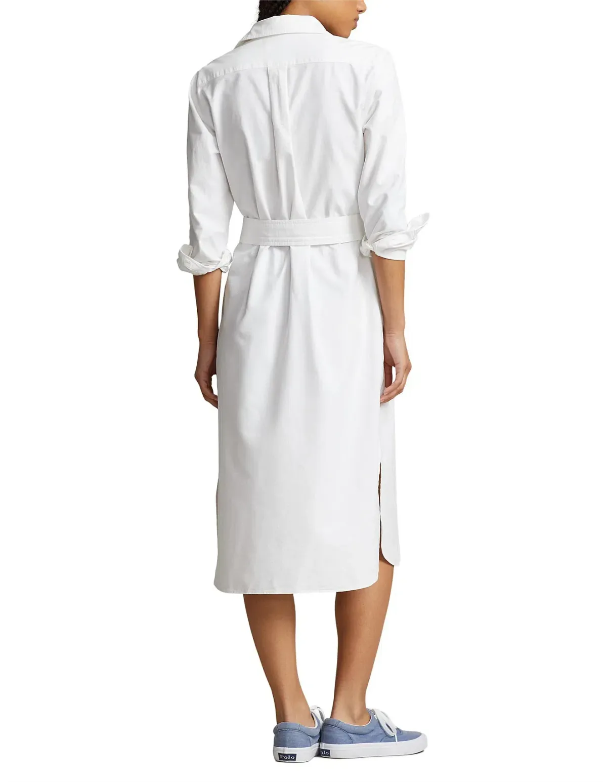 Ralph Lauren Belted Cotton Oxford Shirtdress Midi White Size AU 14 - Image 3