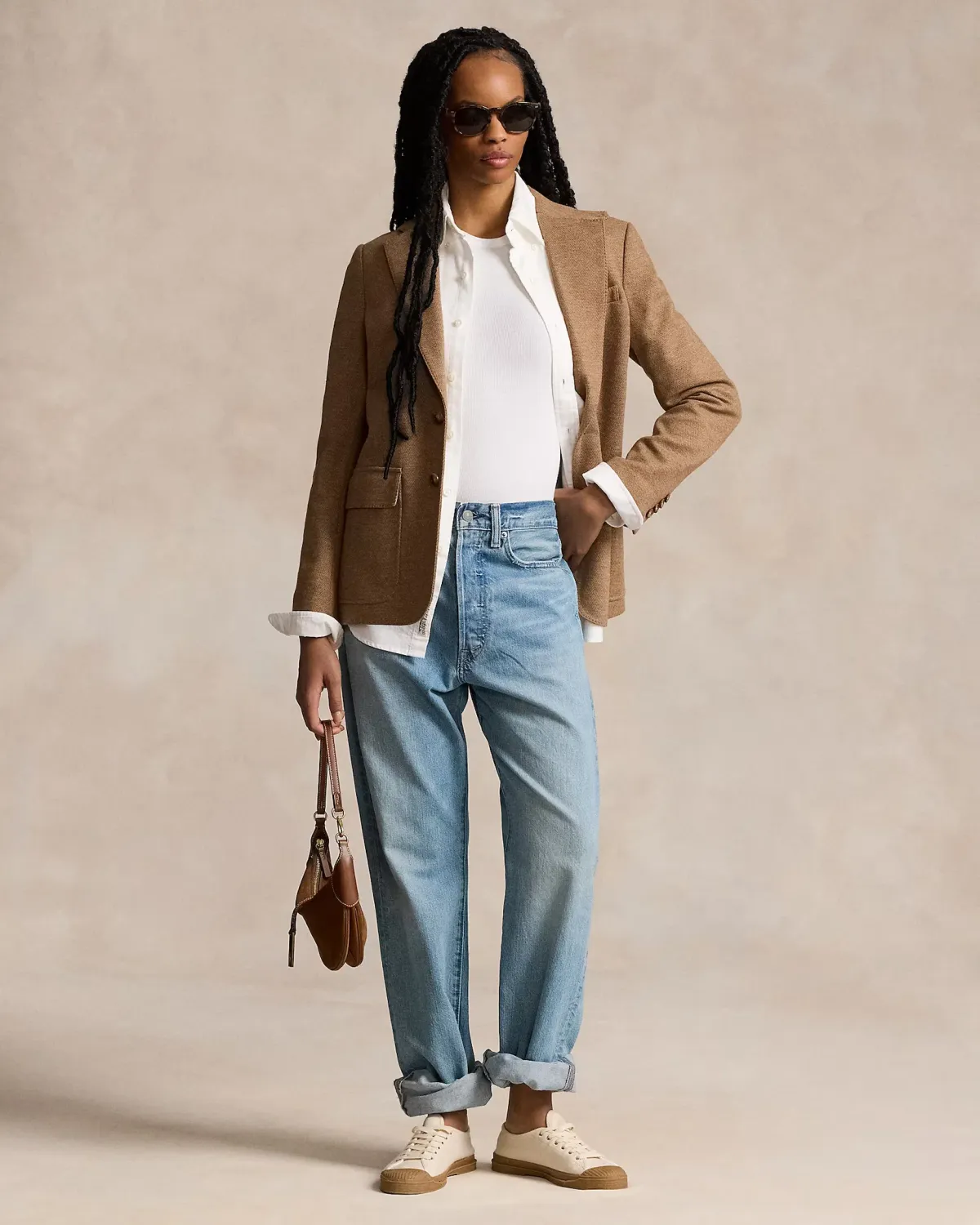 Ralph Lauren Wool-cotton Blazer Tan Herringbone Size AU 10 - Image 1