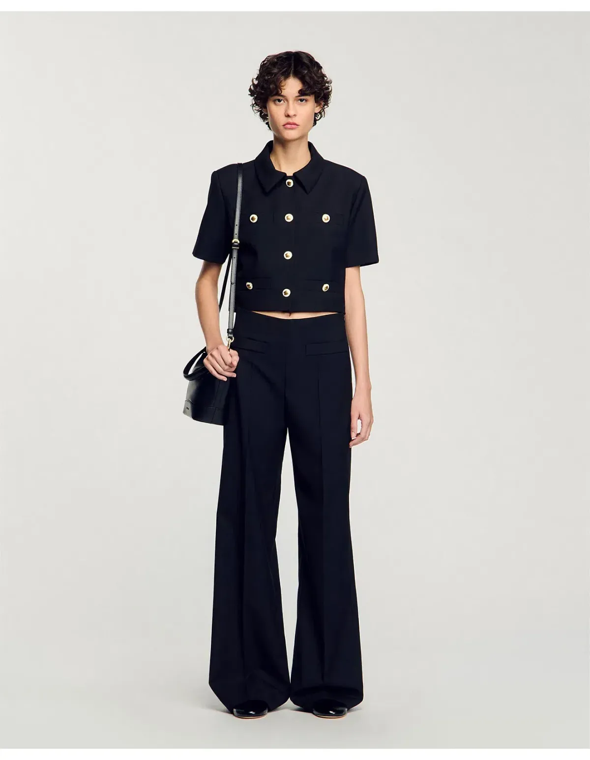 Sandro Enrique Wide Leg Trousers Black Size AU 8 - Image 1
