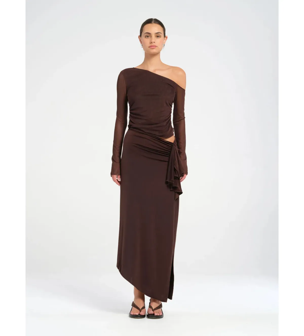 Benni Roman Maxi Dress Chocolate Size AU 8 for rent on The Volte - main image