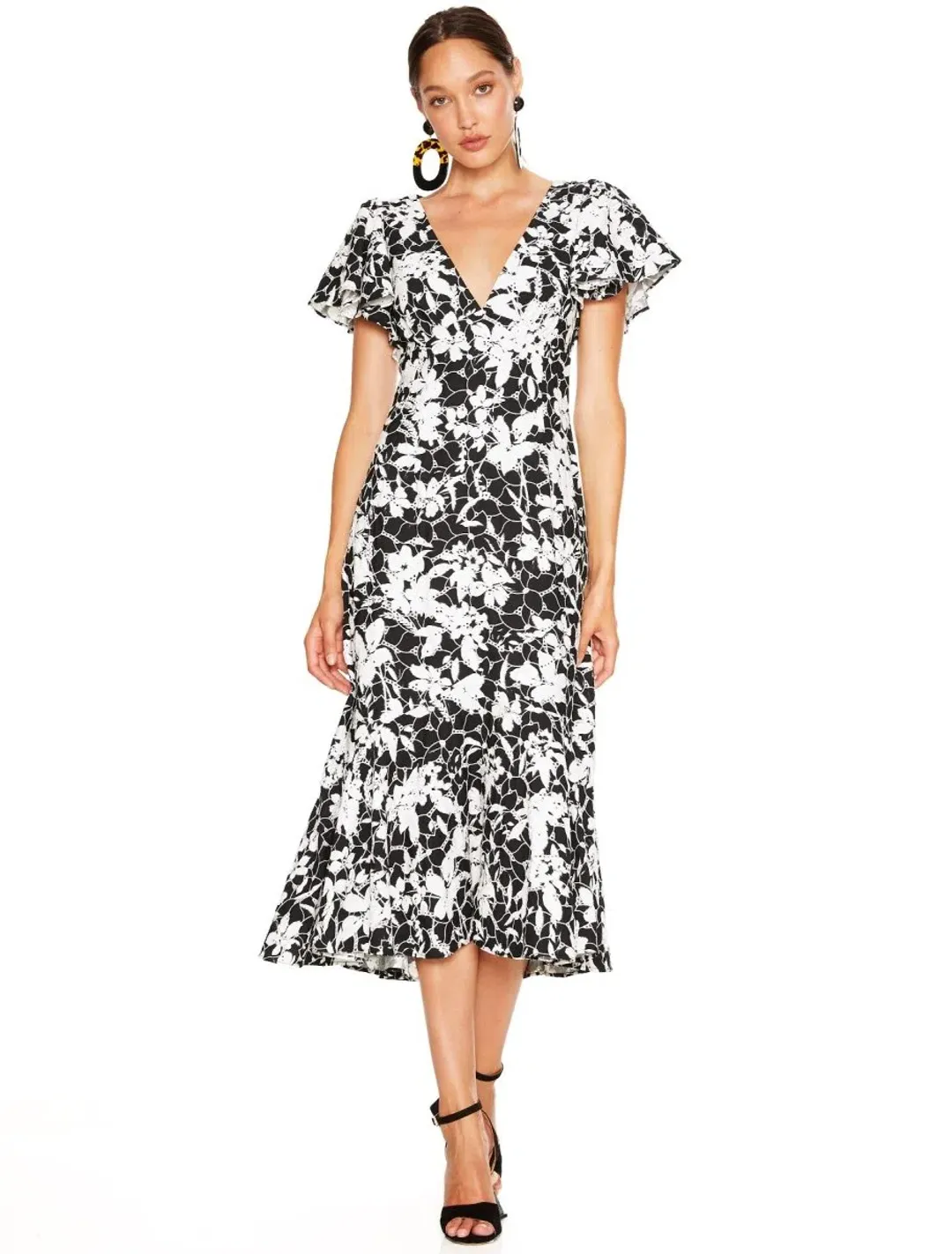 Talulah Idol Midi Dress Black Floral Size 6 for rent on The Volte - main image