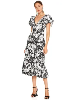 Talulah Idol Midi Dress Black Floral Size 6 for rent on The Volte - image 1