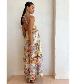 Kate Ford Zellejie Long Layered Maxi Dress Multi Print Size AU 6 for rent on The Volte - image 3