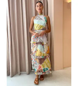 Kate Ford Zellejie Long Layered Maxi Dress Multi Print Size AU 6 for rent on The Volte - image 1