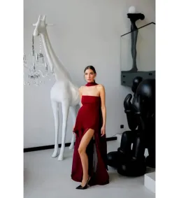 Matters Store Monaco Maxi Dress with Scarf Burgundy Size AU 8 for rent on The Volte - image 4